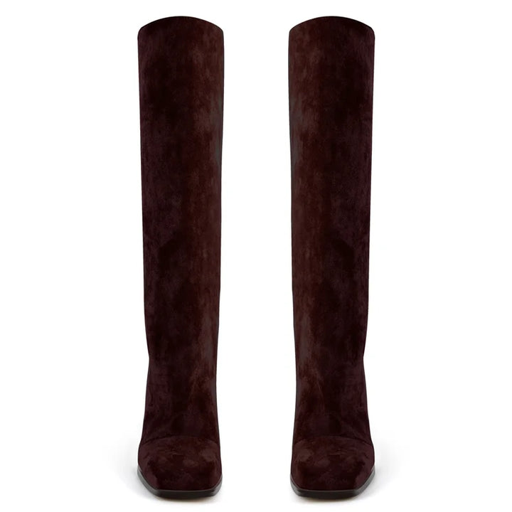 Elegant Faux Suede Knee-High Boots