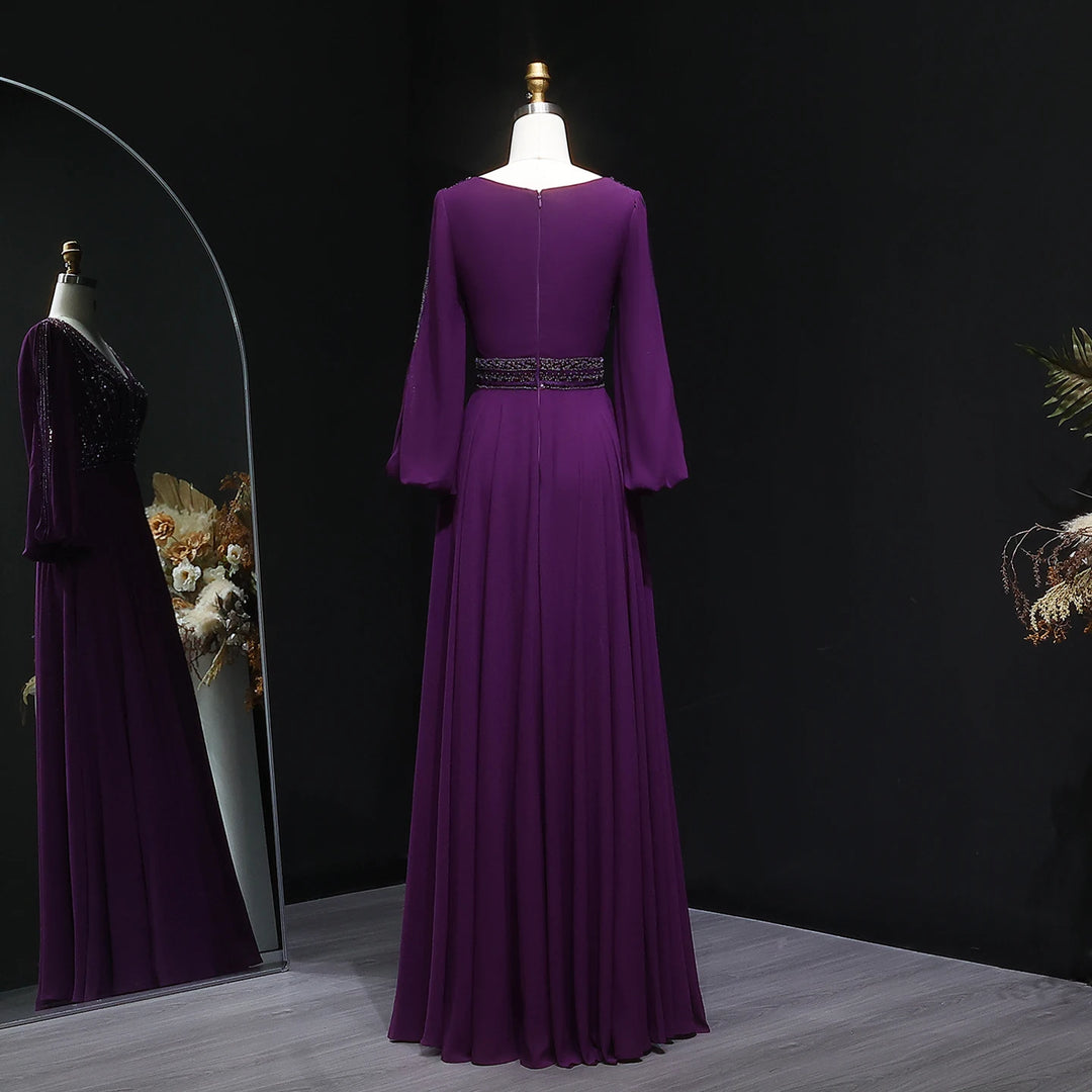 Beautiful Lantern Sleeve Arabian Evening Gown