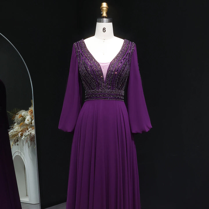 Beautiful Lantern Sleeve Arabian Evening Gown