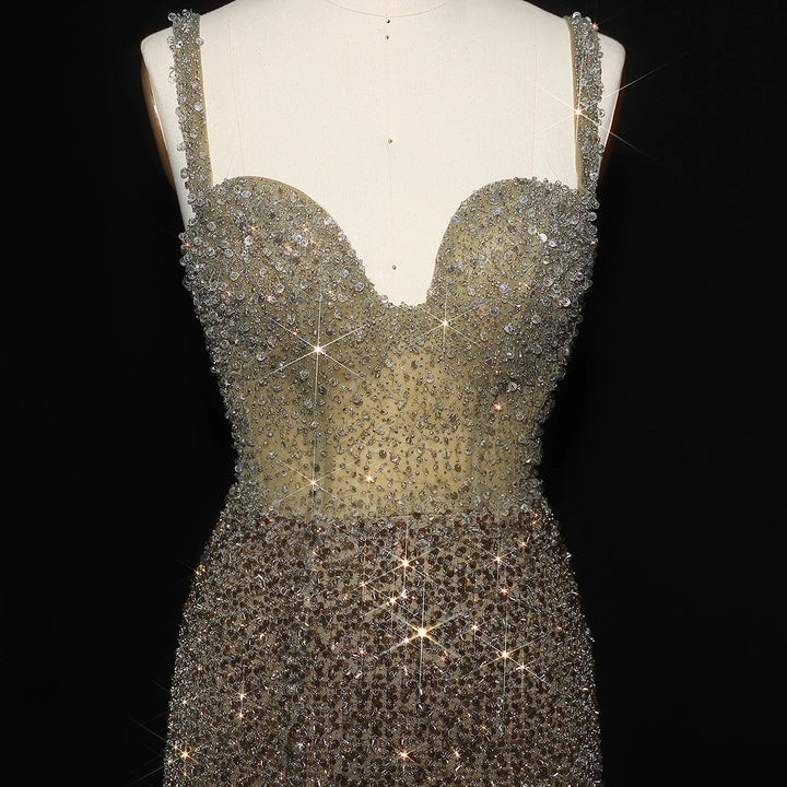 Glamorous Sparkling Side Slit Evening Gown