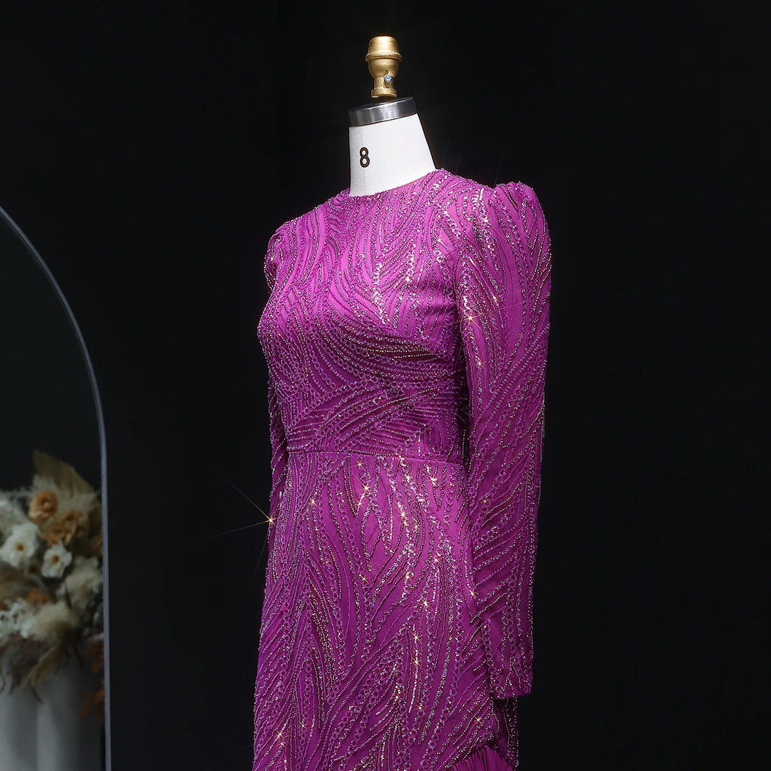 Delightful Pleated Arabian Evening Dress