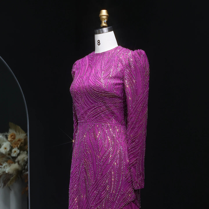 Delightful Pleated Arabian Evening Dress