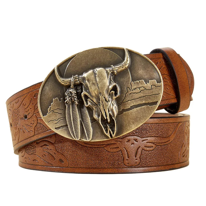 Elegant Western Cowboy Engraved Belt