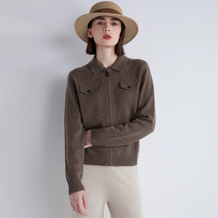 Luxury Polo Collar Cashmere Cardigan