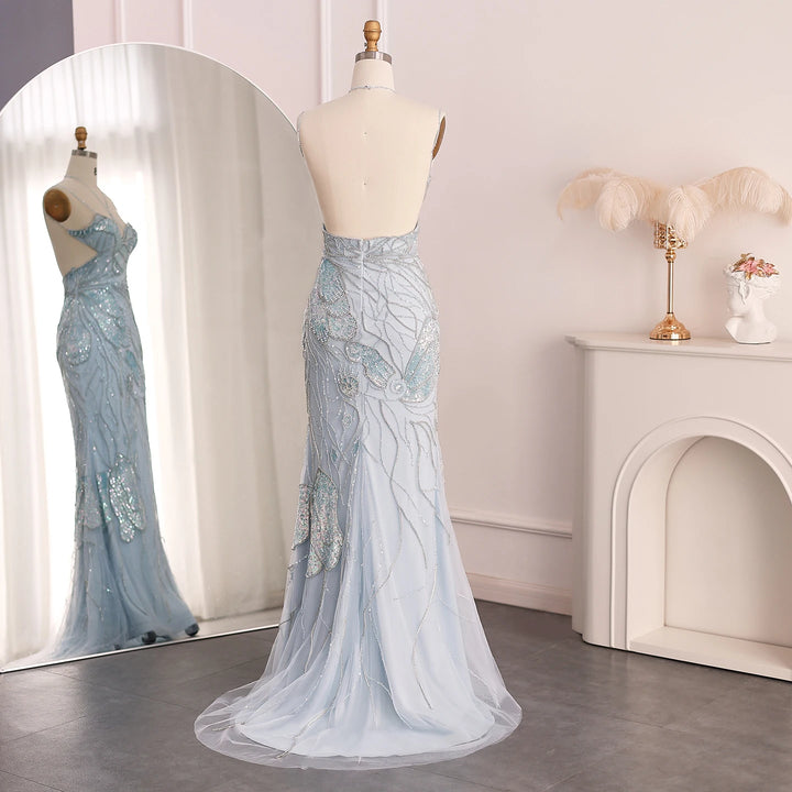 Stunning Feather Style Arabic Evening Dress