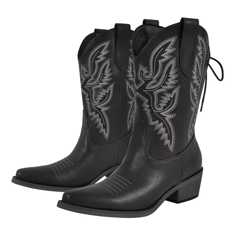Fashionable Embroidered Cowboy Boots