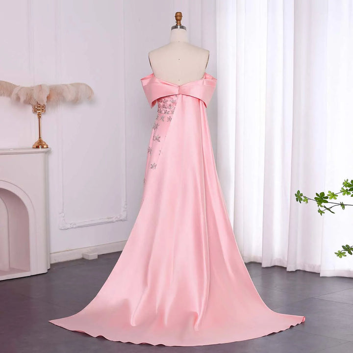 Lovely Cape Off Shoulder Arabic Evening Dress