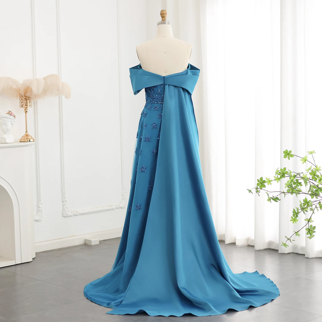 Lovely Cape Off Shoulder Arabic Evening Dress