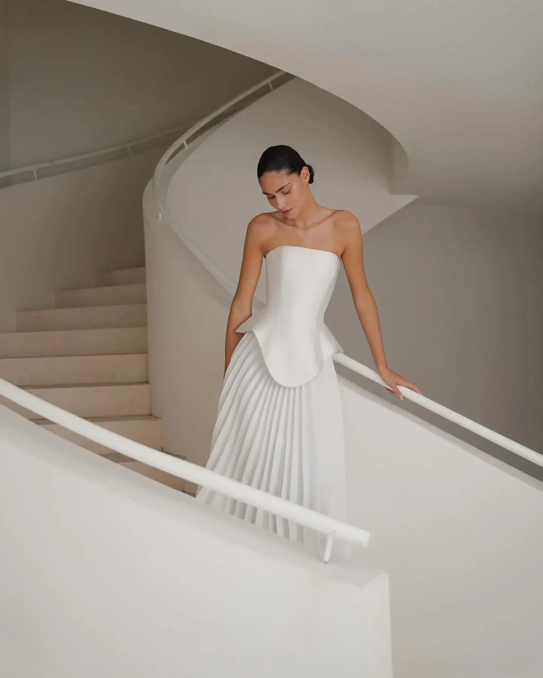 Elegant Silk Pleated Skirt Bridal Dress