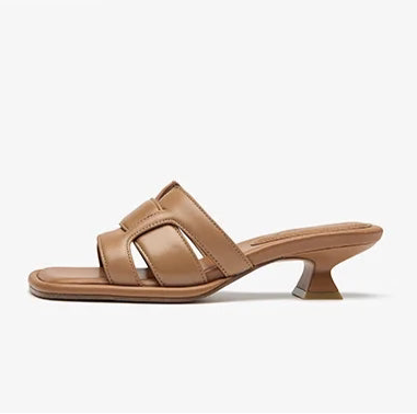 Sleek Woven Mid Heel Slippers