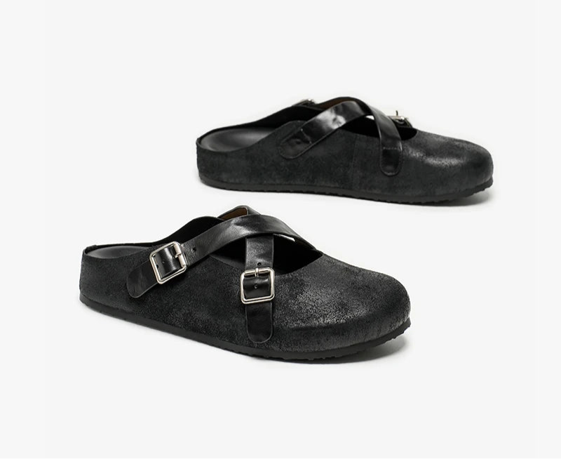 Refined Cross-Tied Outdoor Slippers