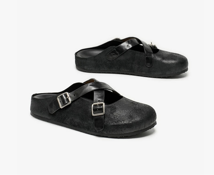 Refined Cross-Tied Outdoor Slippers
