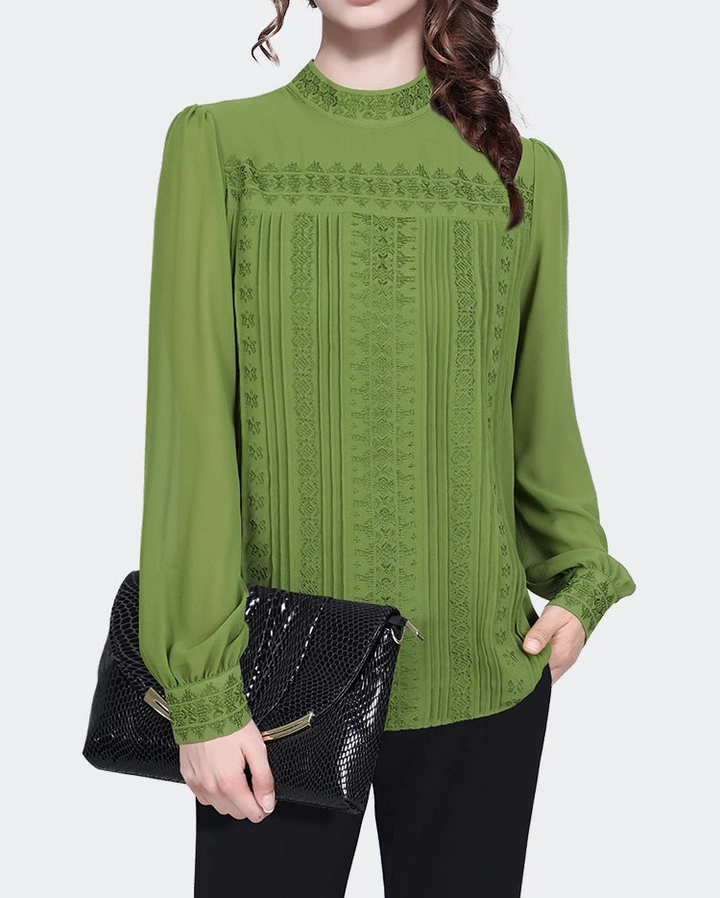 Chemisier en mousseline plissé à la mode pour femme