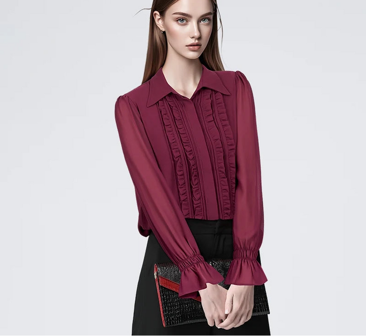 Chemise ample en mousseline de soie pour femme, tendance