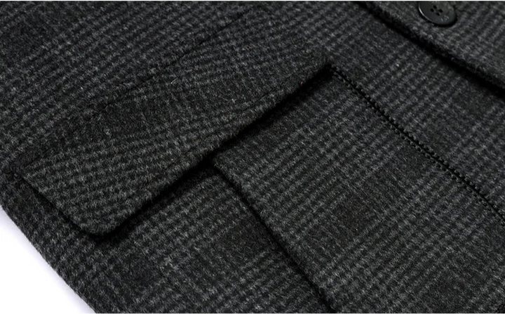 Warm Woolen Plaid Windproof Overcoat