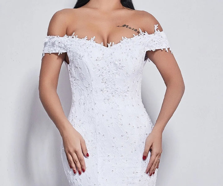 Backless Off The Shoulder Women's Wedding Dress | All For Me Today