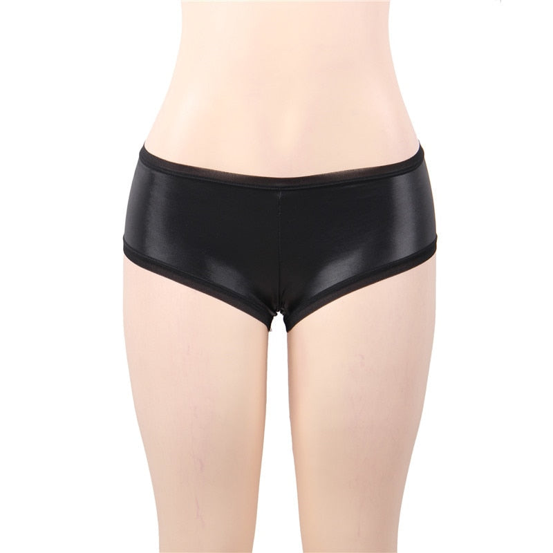 Black Faux Leather Women's Panties | All For Me Today