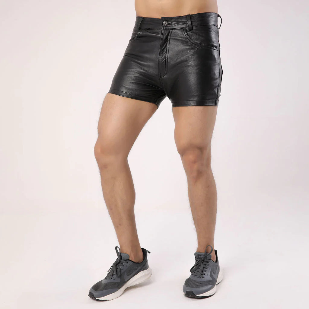 Black Leather Men's Party Shorts | All For Me Today