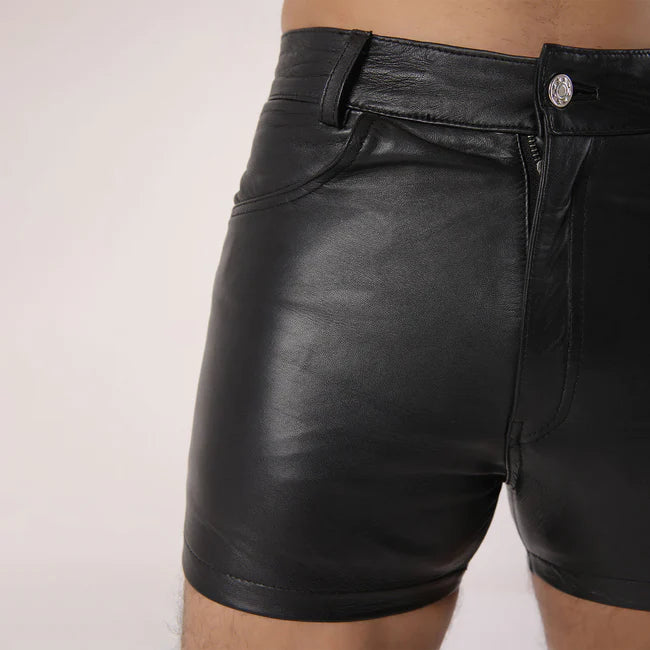 Black Leather Men's Party Shorts | All For Me Today