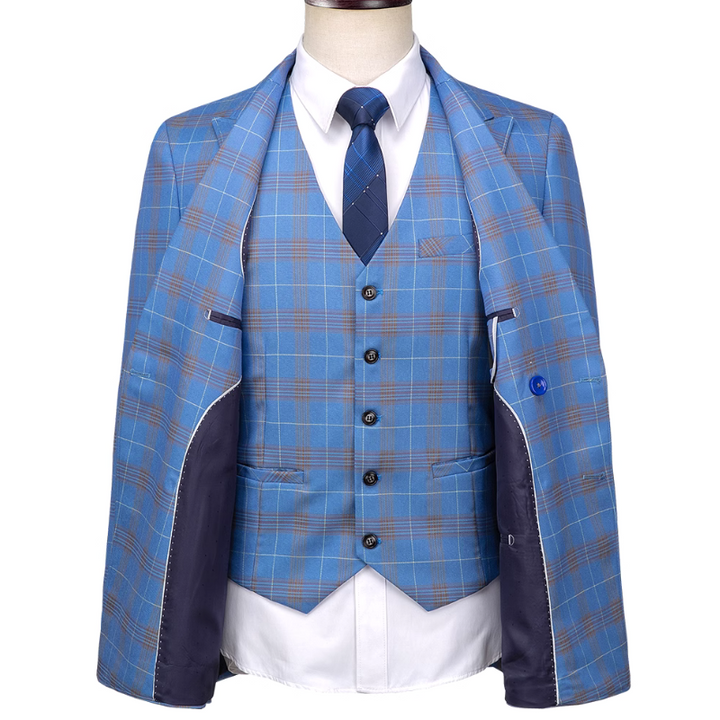 Blue Plaid Men's Luxury Tuxedo | All For Me Today