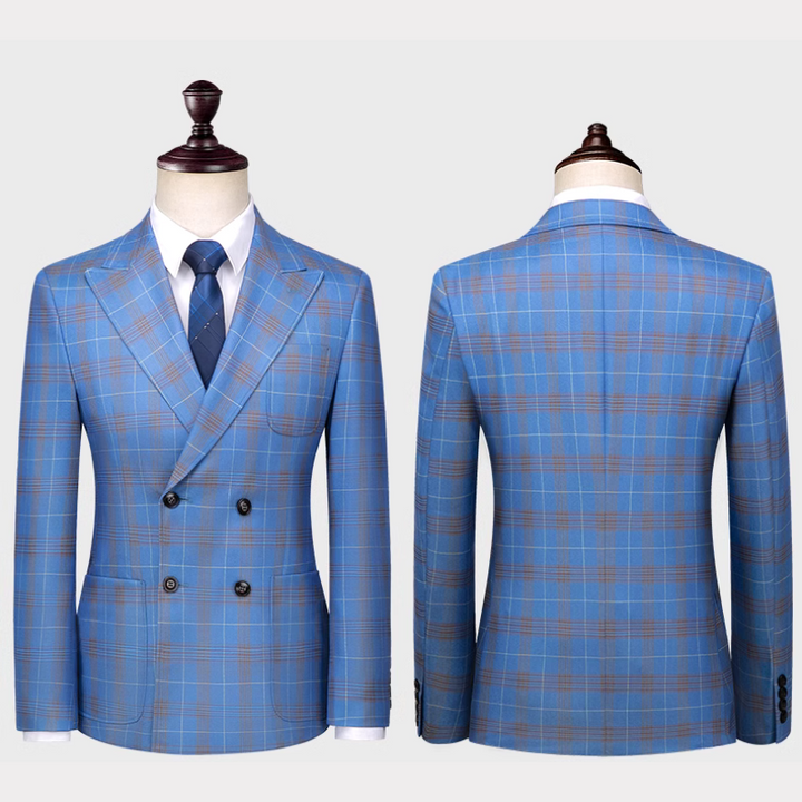 Blue Plaid Men's Luxury Tuxedo | All For Me Today