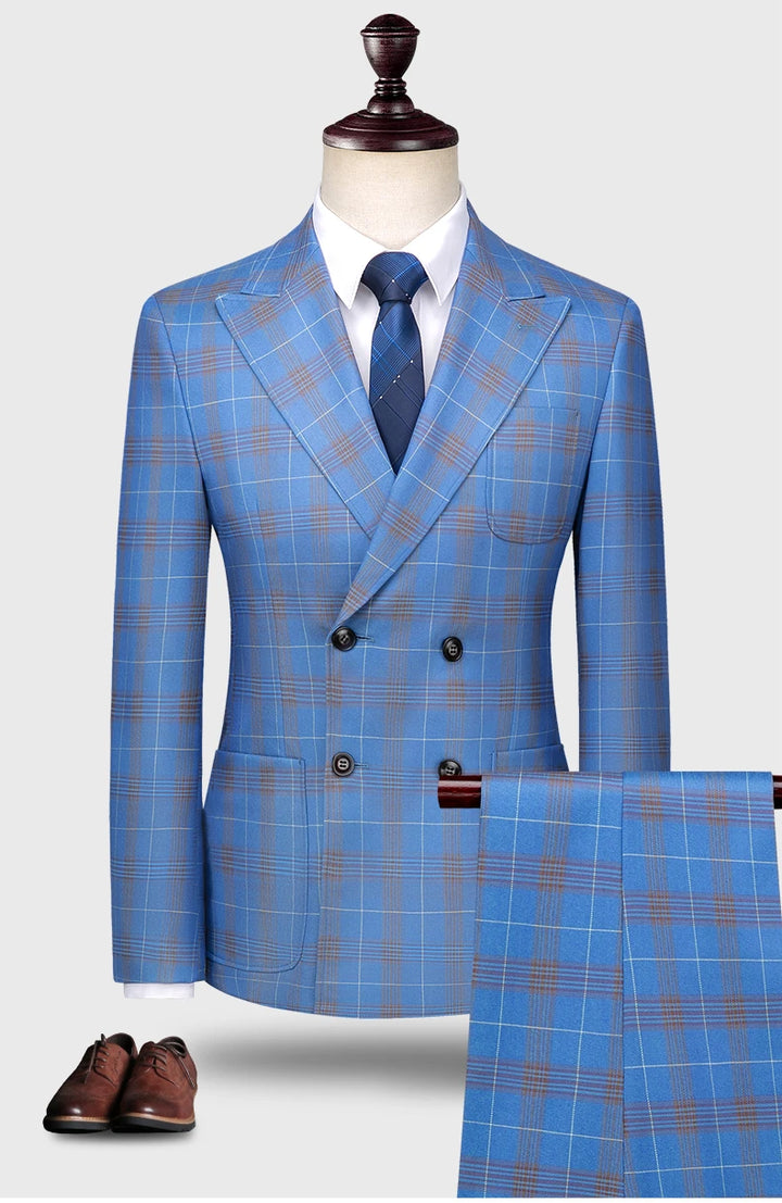 Blue Plaid Men's Luxury Tuxedo | All For Me Today