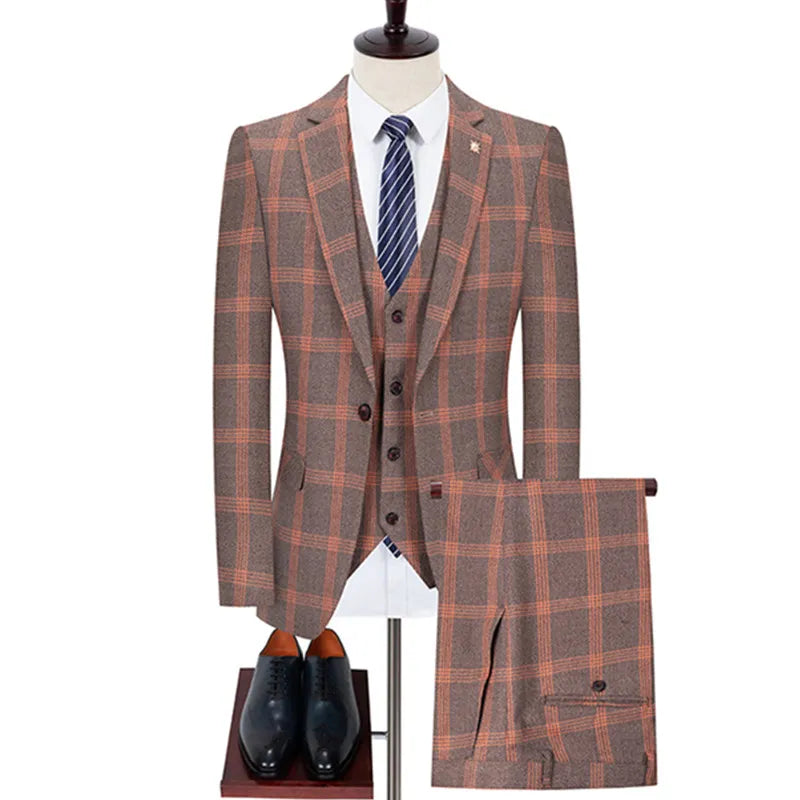 Business Trio Men's Plaid Suit | All For Me Today