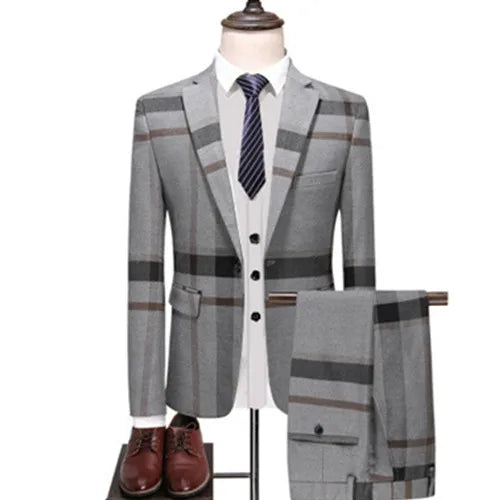 Business Trio Men's Plaid Suit | All For Me Today