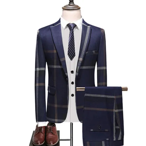 Business Trio Men's Plaid Suit | All For Me Today