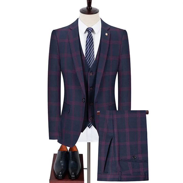 Business Trio Men's Plaid Suit | All For Me Today