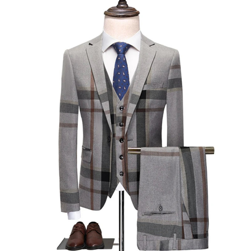 Business Trio Men's Plaid Suit | All For Me Today