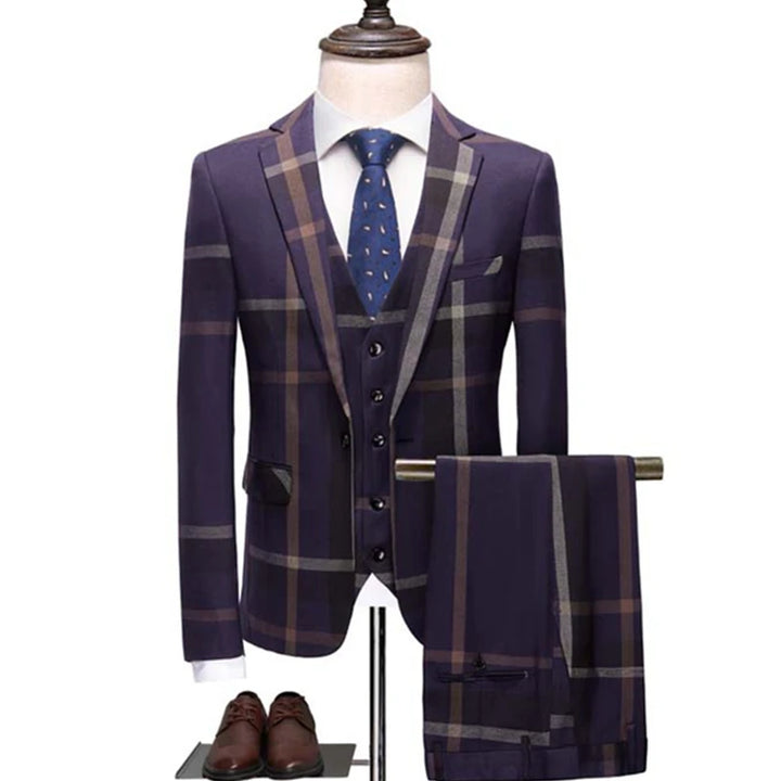 Business Trio Men's Plaid Suit | All For Me Today