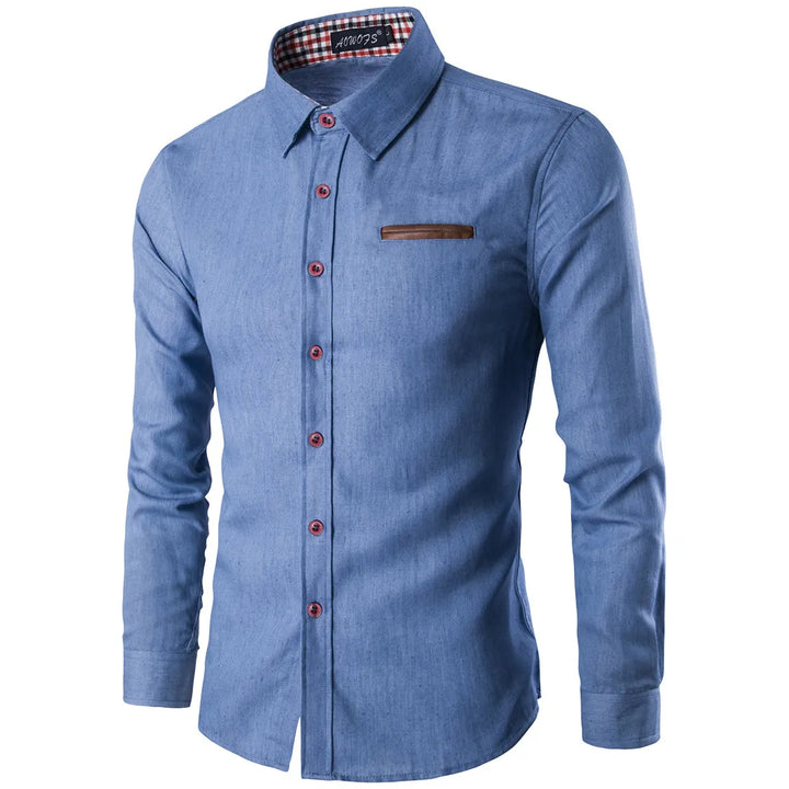 Button-Up Men's Long Sleeve Denim Shirt | All For Me Today