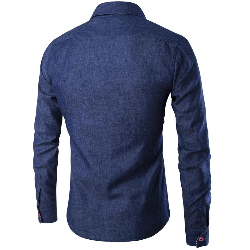 Button-Up Men's Long Sleeve Denim Shirt | All For Me Today