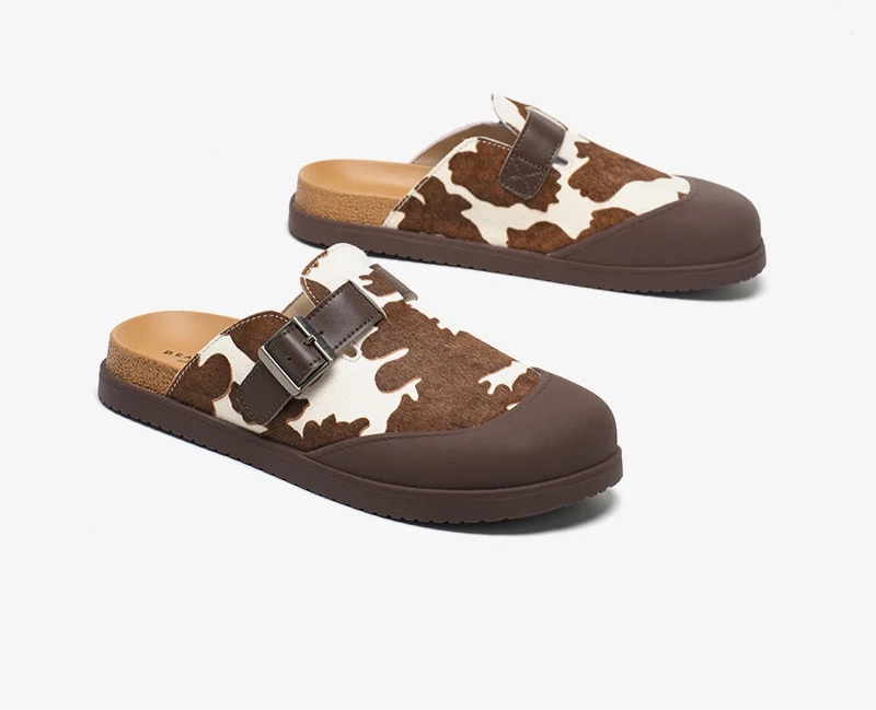 Elegant Cow Pattern Casual Slippers