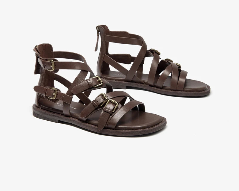 Stylish Cross-Tied Zip-Back Flats Shoes