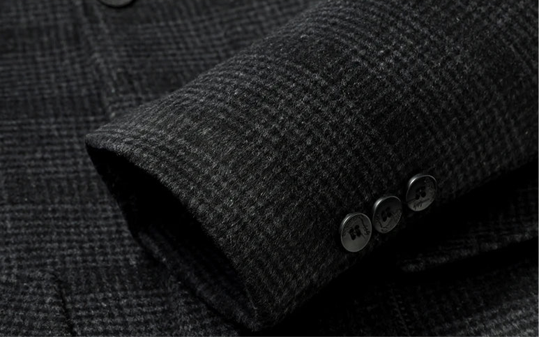 Warm Woolen Plaid Windproof Overcoat