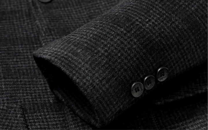 Warm Woolen Plaid Windproof Overcoat