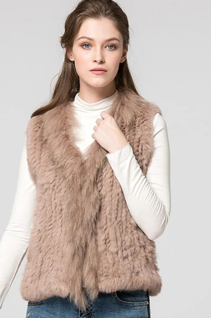 Natural Real Fur Women's Knitted Vest