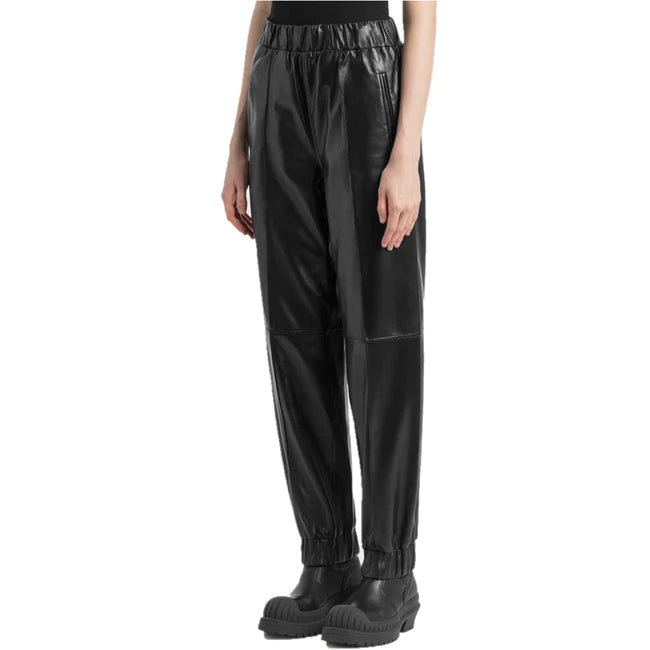 Comfortable Women's Black Leather Trouser | All For Me Today