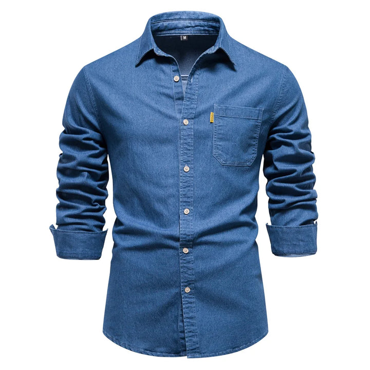 Cotton Denim Men's Long Sleeve Shirt | All For Me Today