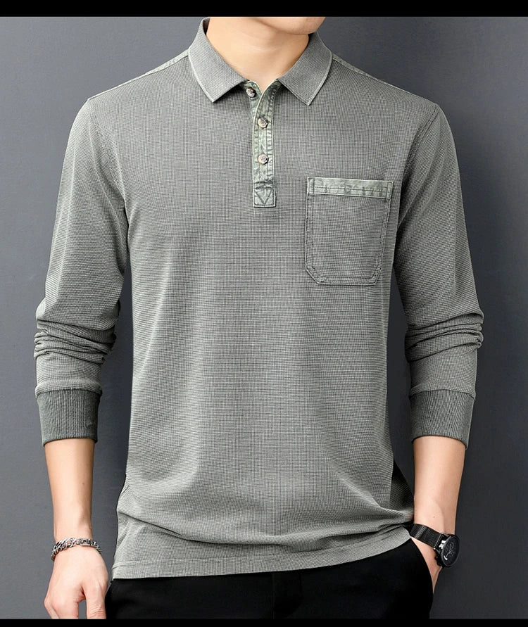 Cotton Long Sleeve Men's Polo Shirt | All For Me Today