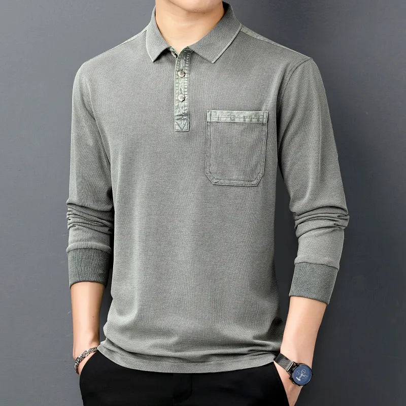 Cotton Long Sleeve Men's Polo Shirt | All For Me Today