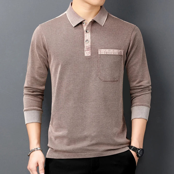 Cotton Long Sleeve Men's Polo Shirt | All For Me Today