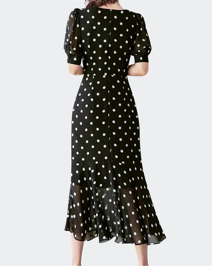 Elegant French Style Polka Dot Chiffon Dress