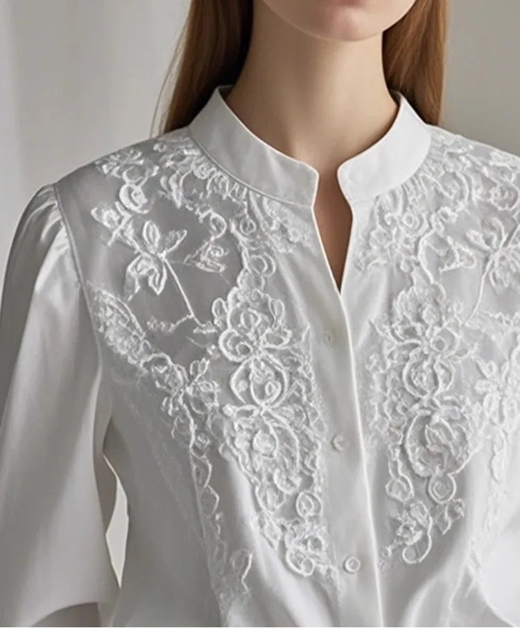 Exquisite Round Neck Embroidered Blouse