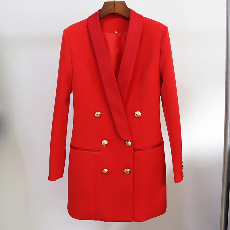 Double Breasted Gold Button Women's Blazer Suit | All For Me Today