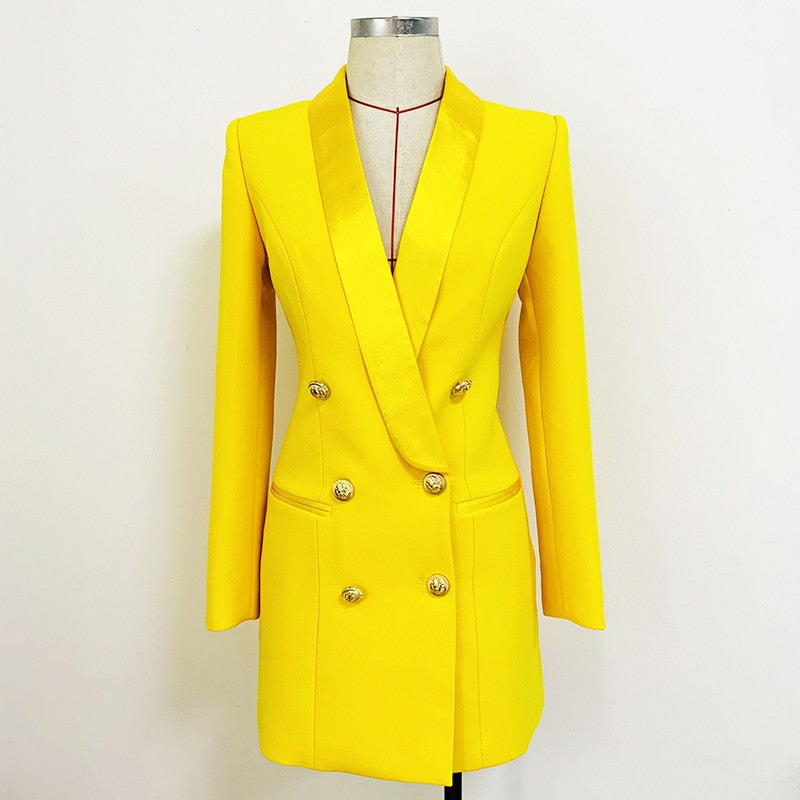 Double Breasted Gold Button Women's Blazer Suit | All For Me Today