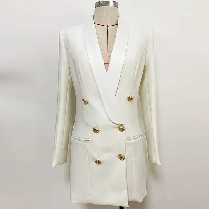 Double Breasted Gold Button Women's Blazer Suit | All For Me Today