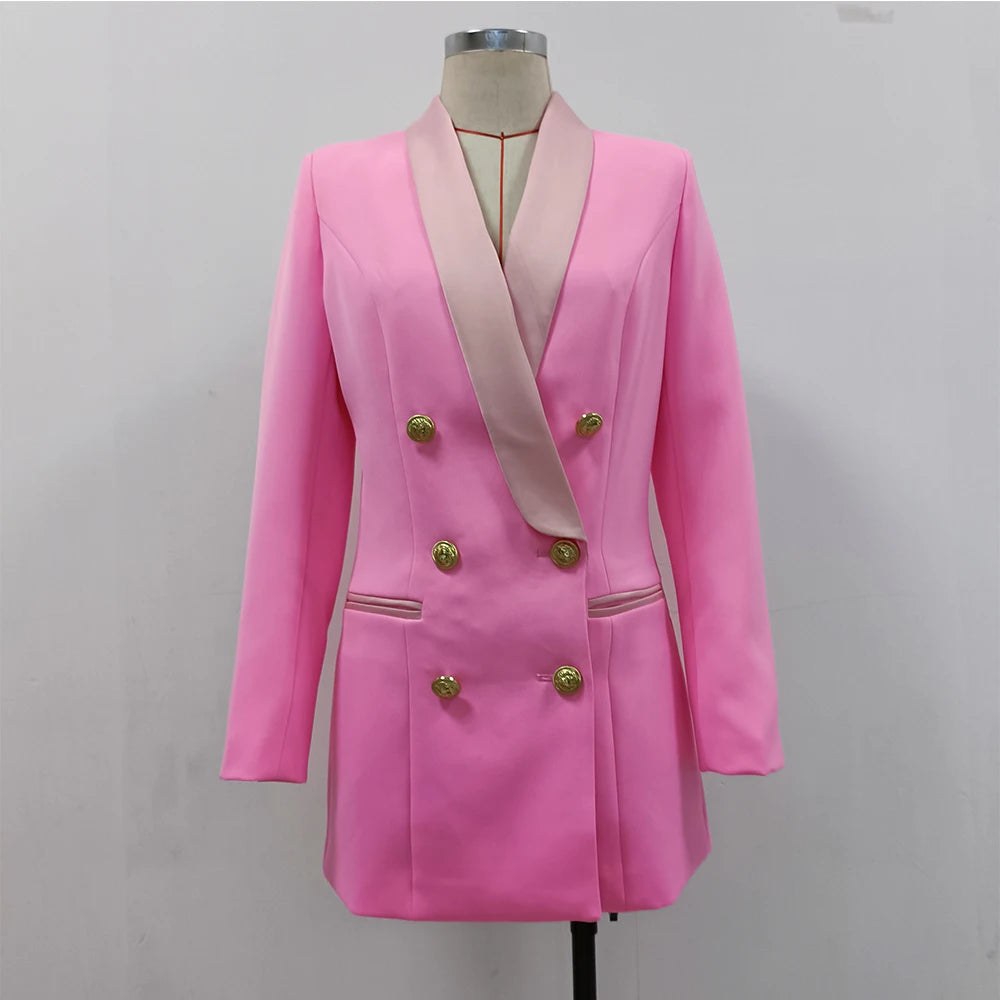 Double Breasted Gold Button Women's Blazer Suit | All For Me Today